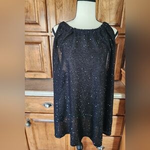 Lane Bryant Black Sequin Halter Tank Top Size 26/28 NWT